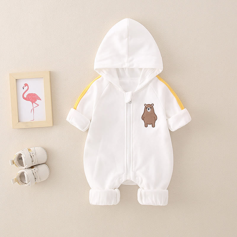 Baby Boy Bear Hooded Romper