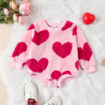 Baby Girl Fleece Pink Heart Lovely Bodysuit