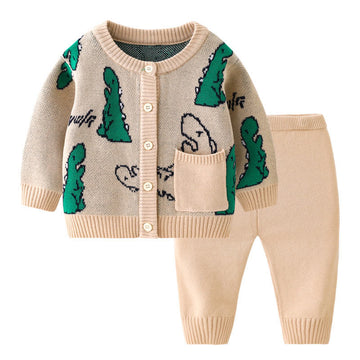 Baby Dino Knit Sweater and Pants Set