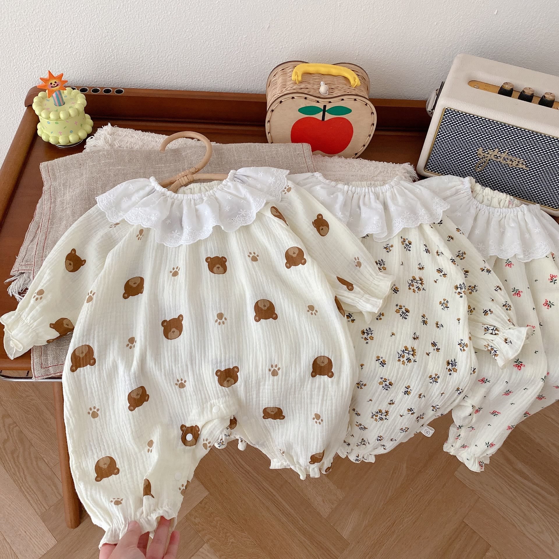 Baby Bear Flower Collar Romper