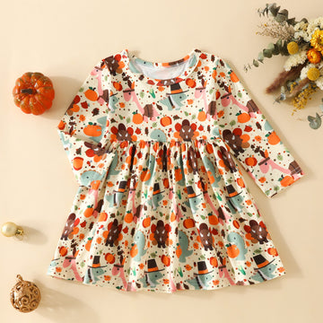 Baby Girl Dinosaur Multicolor Pear Cartoon Dress