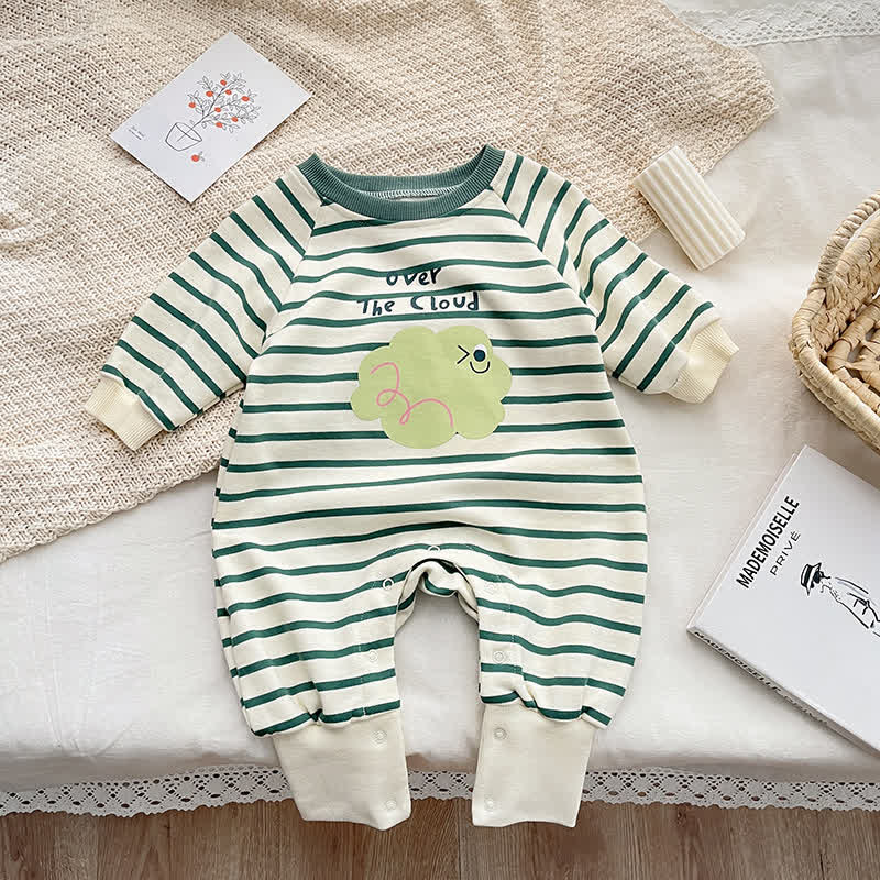 Baby Striped Dot Crew Neck Romper