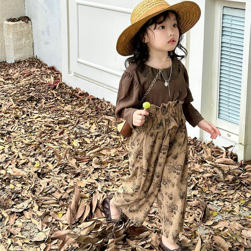 Toddler Girl Brown Flower 2 Pieces Set