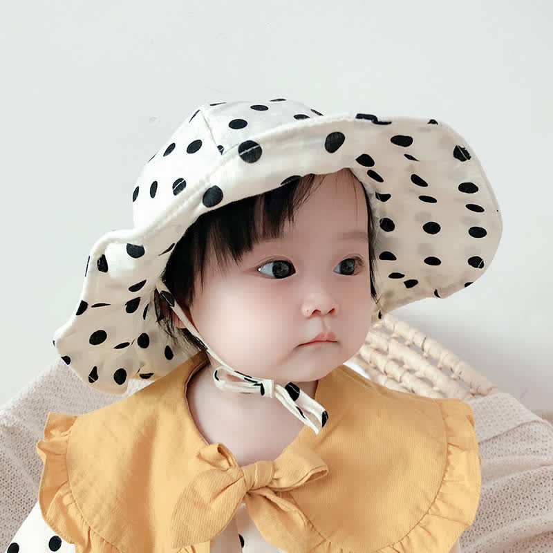 Baby Polka Dot Wide Brim Sun Hat