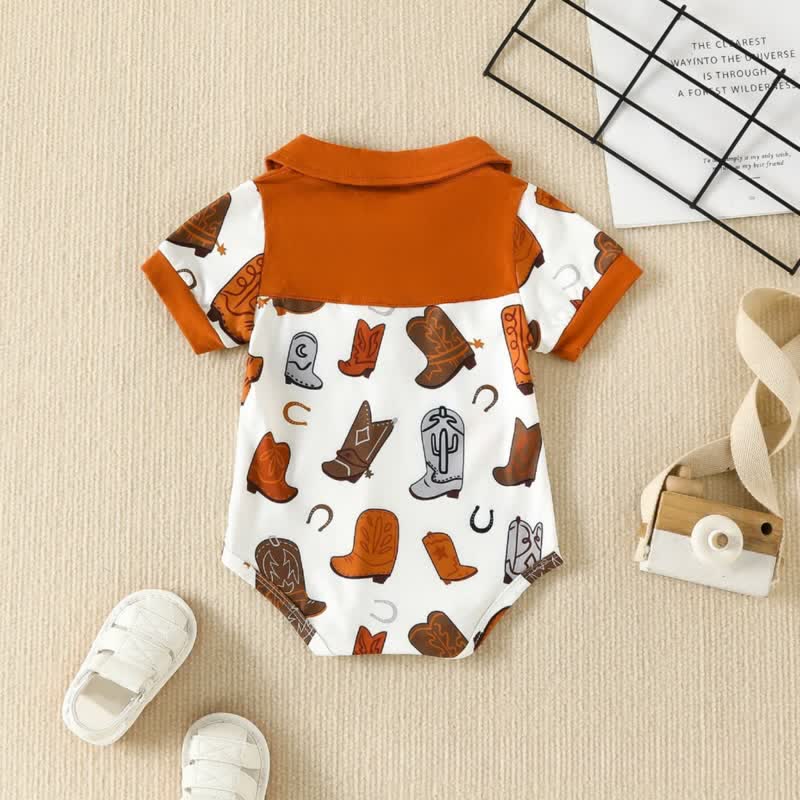 Baby Cowboy Boots Polo Collar Bodysuit