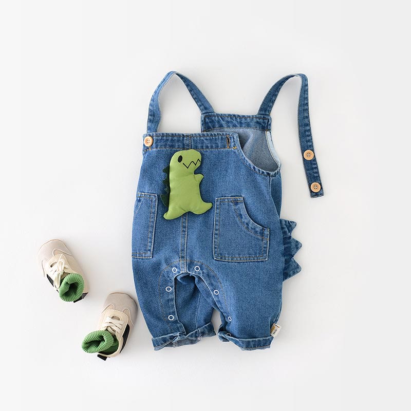 Baby 3D Dino Denim Overalls