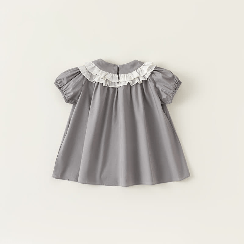 Toddler Girl Lace Collar Puff Sleeve Dress