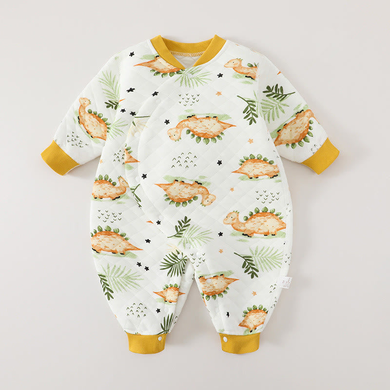 Baby Dinosaur Leaf Quilted Romper