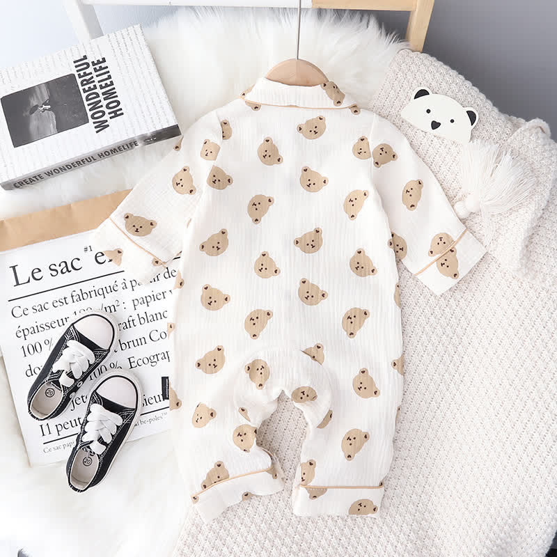 Baby Bear Strawberry Lapel Pajamas Romper