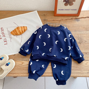 Baby Toddler Navy Moon Sweatsuit 2 Pieces Set