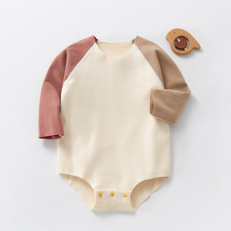 Baby Contrast Sleeves Simple Bodysuit