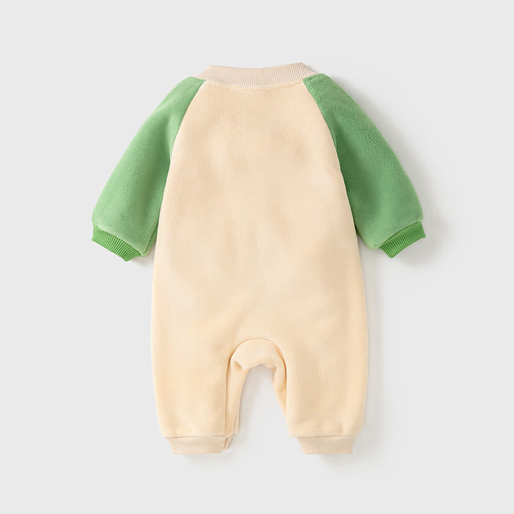 Baby 3D Dinosaur Contrast Sleeves Pocket Romper