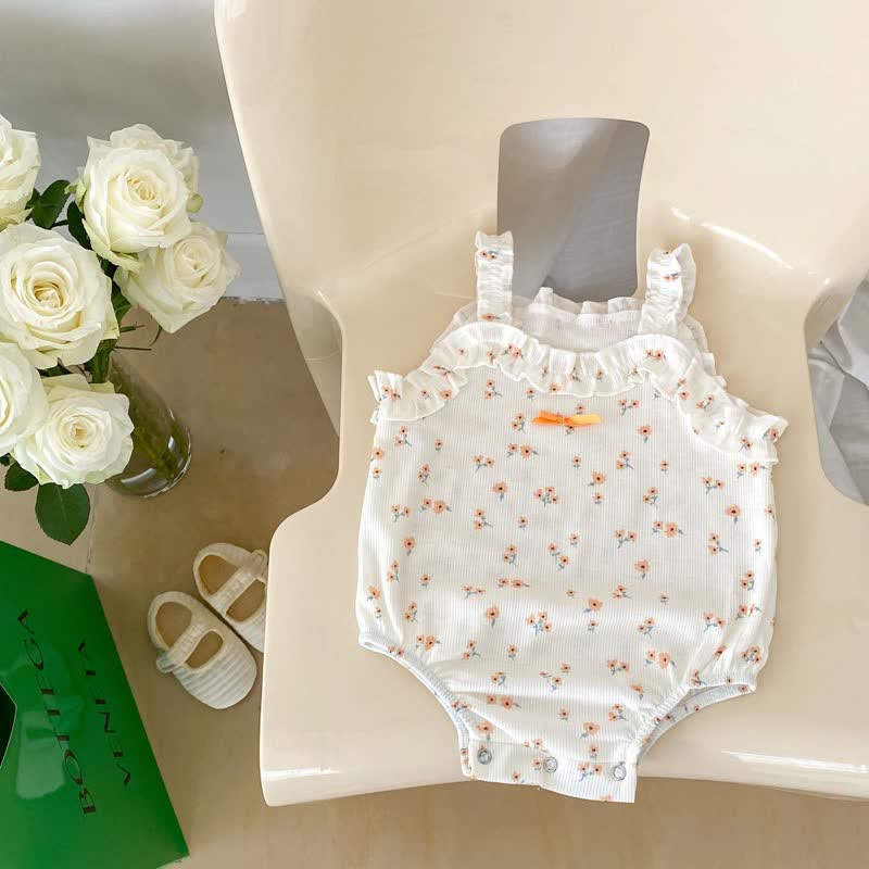 Baby Floral Bow Strap Bodysuit