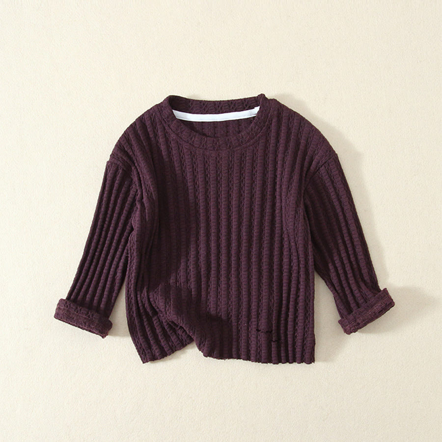 Toddler Ribbed Solid Color Ripped Sweatshirt