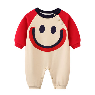 Baby Smile Contrast Sleeves Romper