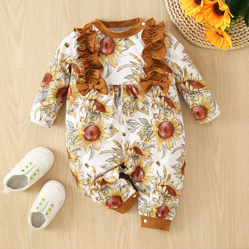 Baby Sunflower Flounce Newborn Romper