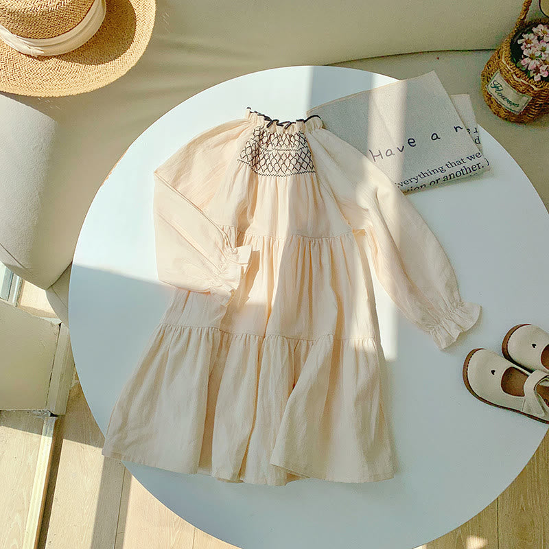 Toddler Girl Simple Retro Style Tiered Dress