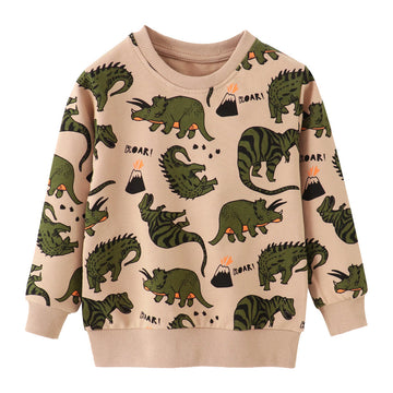 ROAR! Toddler Cartoon Volcano Dinosaur Casual Sweatshirt