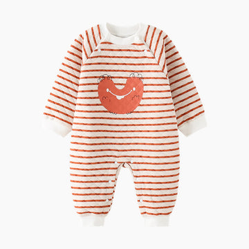 HAVE A NICE DAY Baby Smiley Striped Warm Romper