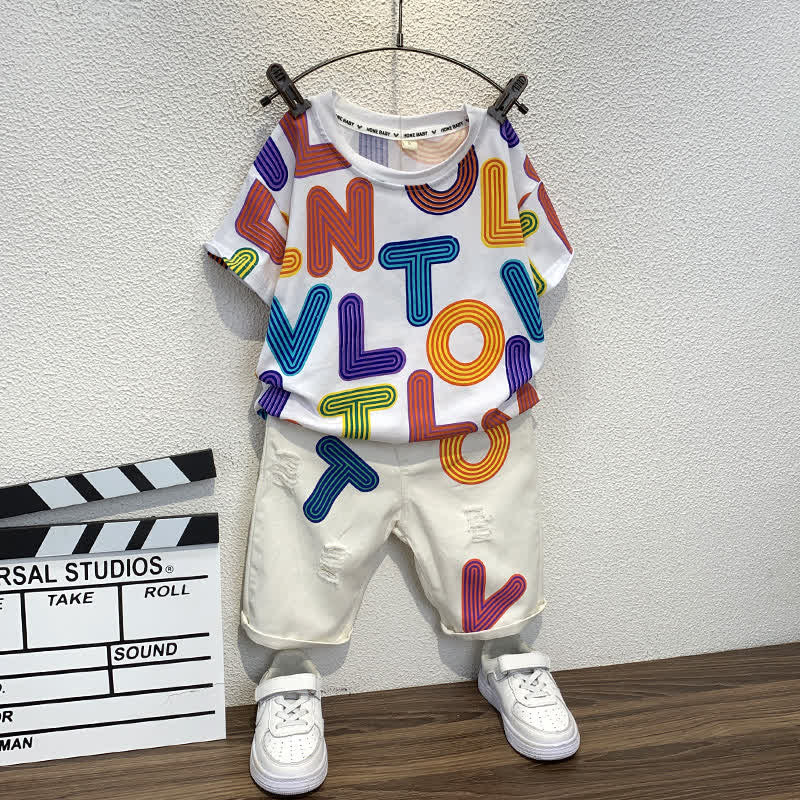 Toddler Boy Letters Shirt and Pants Set