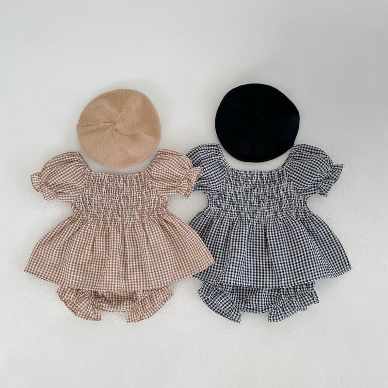 Baby Plaid Smocked Tee and Bloomers Set