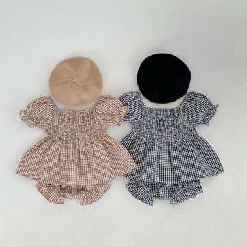 Baby Plaid Smocked Tee and Bloomers Set