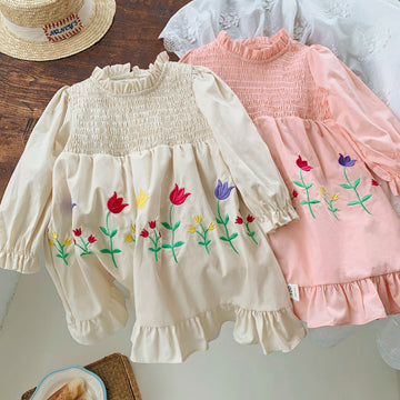 Toddler Girl Embroidered Tulip Princess Dress