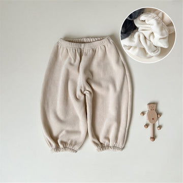 Baby Loose Solid Color Ribbed Jogger Pants