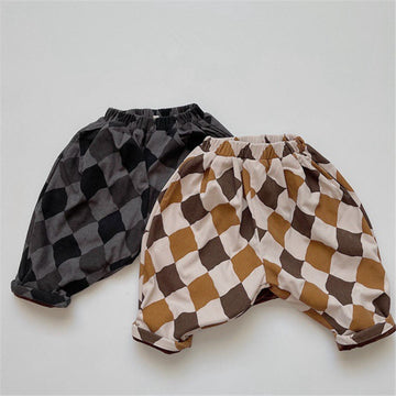 Toddler Fleece Corduroy Retro Style Plaid Pants