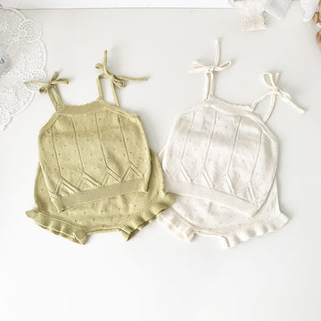 Baby Hollow Out Knitted Camisole and Shorts Set