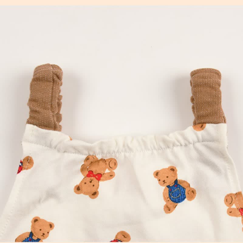 Baby Bear Strap Overalls with Hat Set