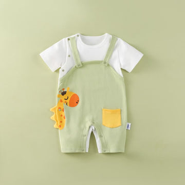 Baby Giraffe Color Block Newborn Romper