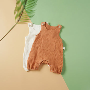 Baby Solid Color Sleeveless Casual Romper