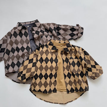 Toddler Retro Style Plaid Pocket Collar Shirt