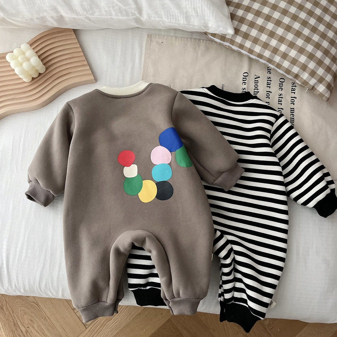 Baby Simple Smile Fleece Lined Striped Romper