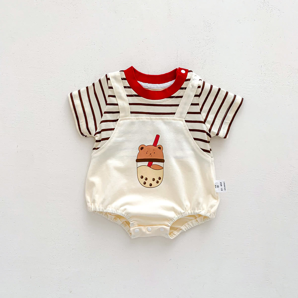 Baby Bear Boba Tea Fake 2pcs Bodysuit