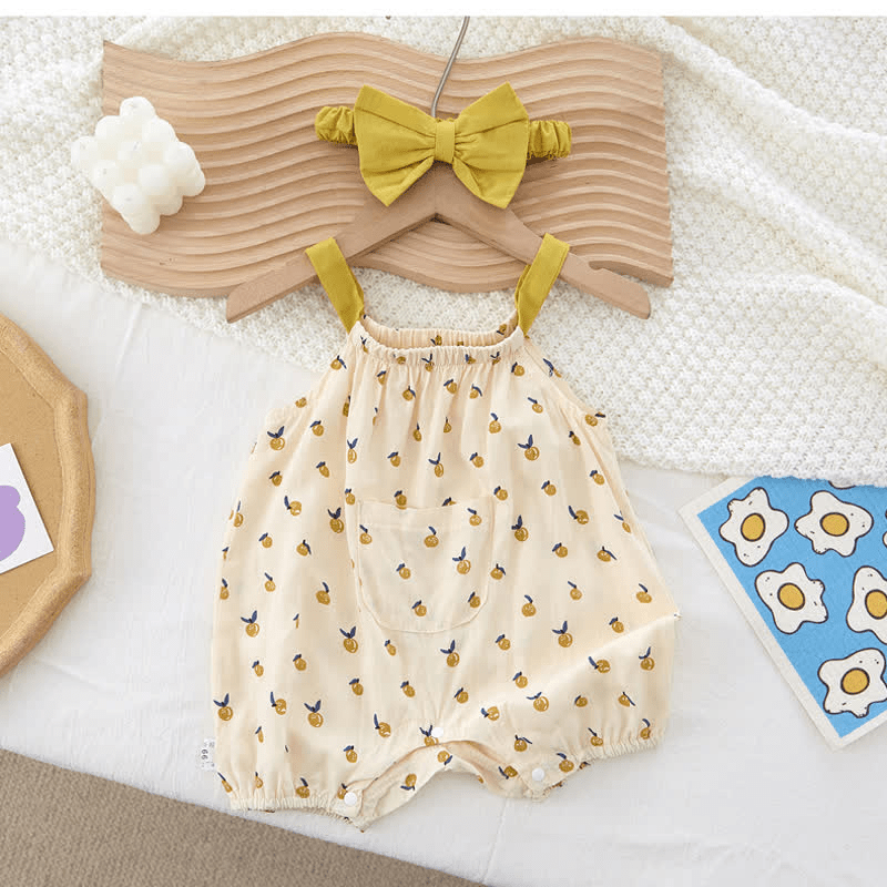 Baby Apple Strap Romper with Headband