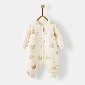 Baby Cartoon Print Seamless Quilted Romper