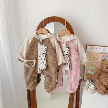 Baby Bear Fleece Hooded Cord Romper