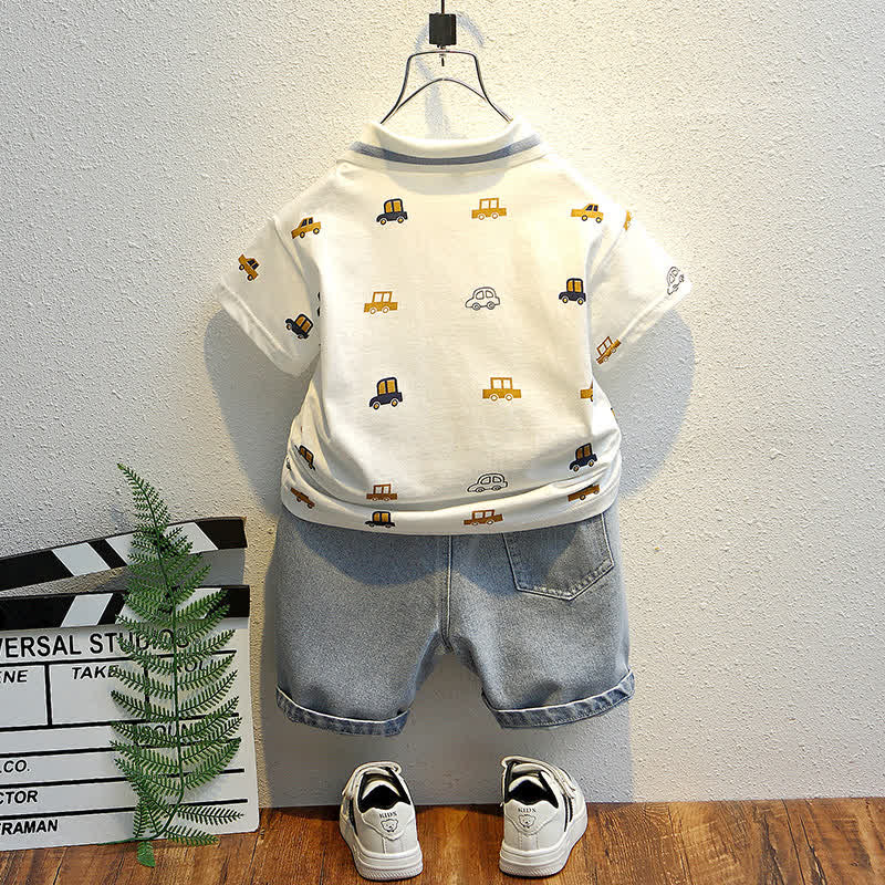 Toddler Boy Cars Tee and Denim Shorts Set