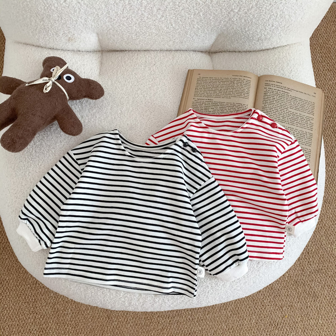 Baby Striped Side Simple T-shirt Leggings