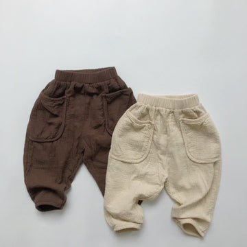 Toddler Boy Retro Solid Color Pocket Casual Pants