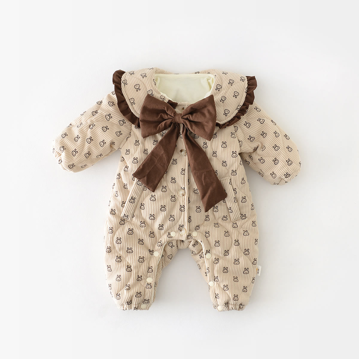 Baby Bunny Bow Quilted Lapels Romper