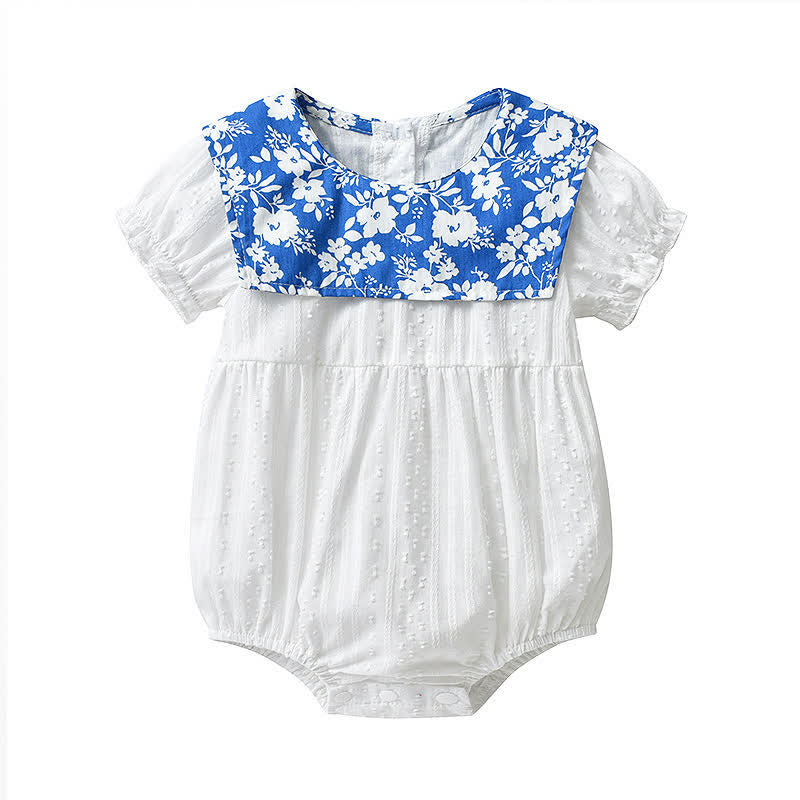 Baby Lapel Collar Flower Bodysuit