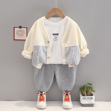 Toddler Shirt Striped Cardigan and Pants Set