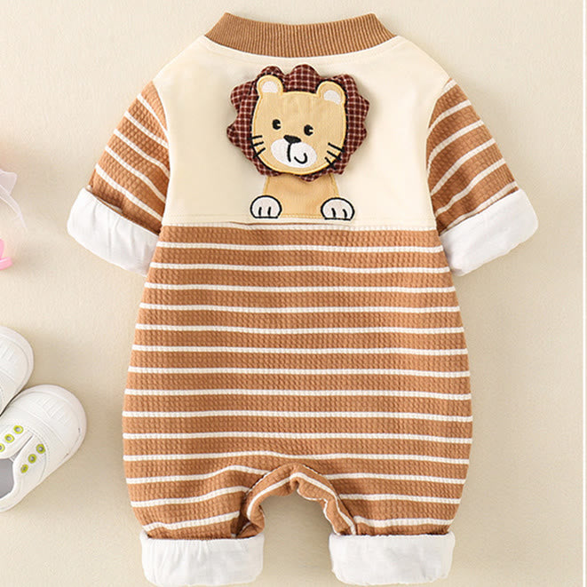 Baby Striped Cartoon Lion Romper