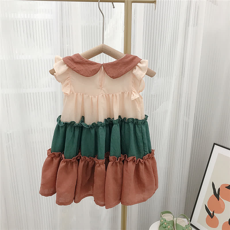 Toddler Girl Peter Pan Collar Splicing Dress