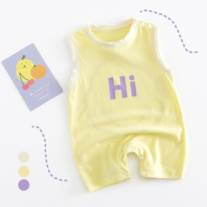 HI Baby Smile Face Sleeveless Romper