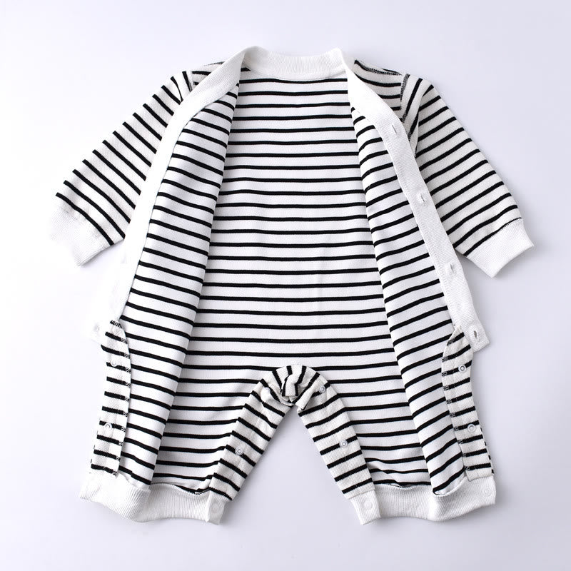 Baby Bear Striped Black Romper