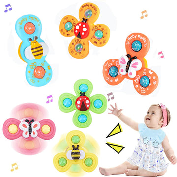 Montessori Baby Spin Top Bath Toys Rattles Teether